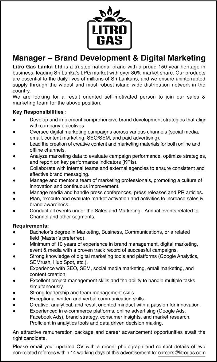 LITRO GAS Manager - Brand Development & Digital Marketing header image