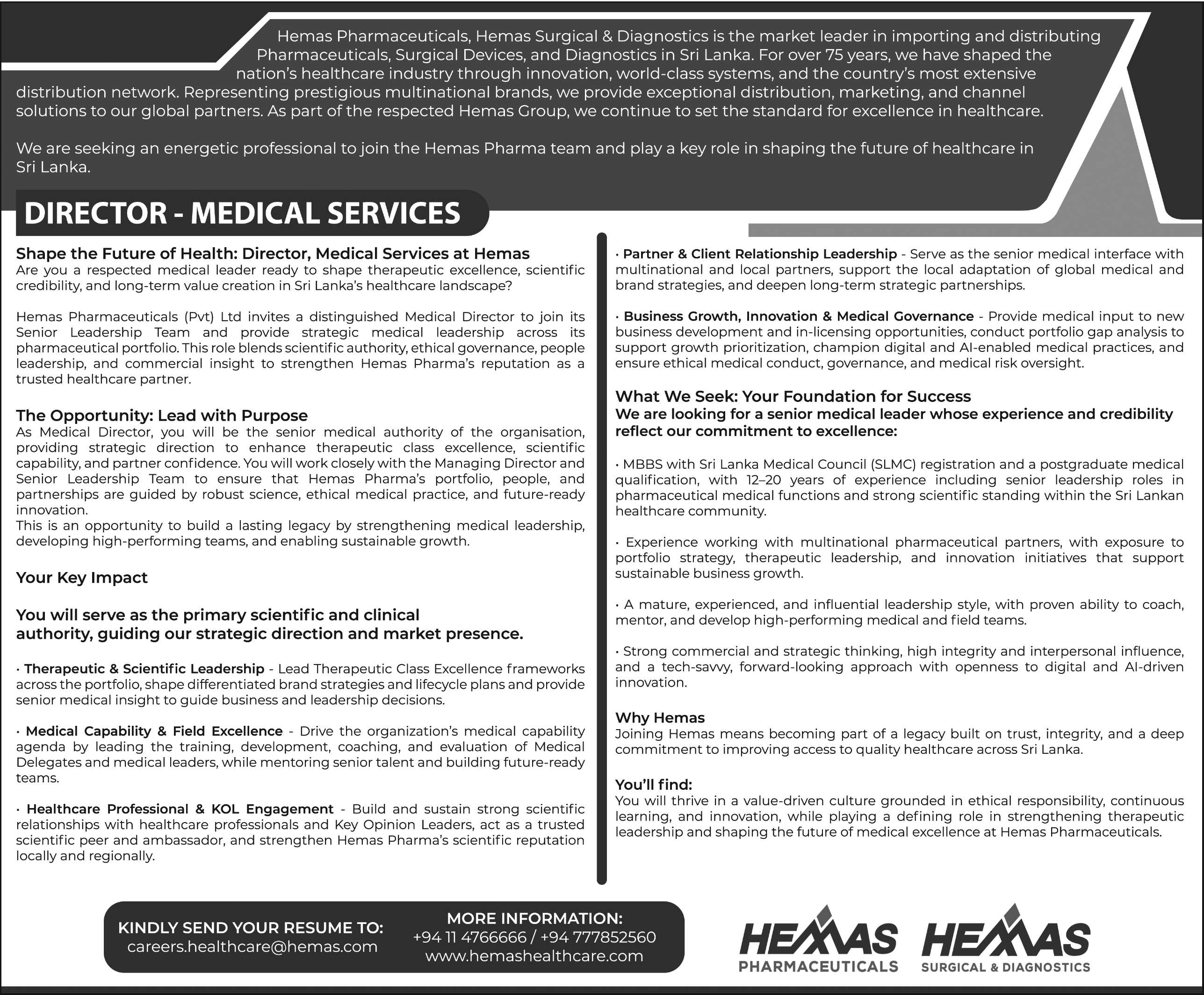 Director – Medical Services header image