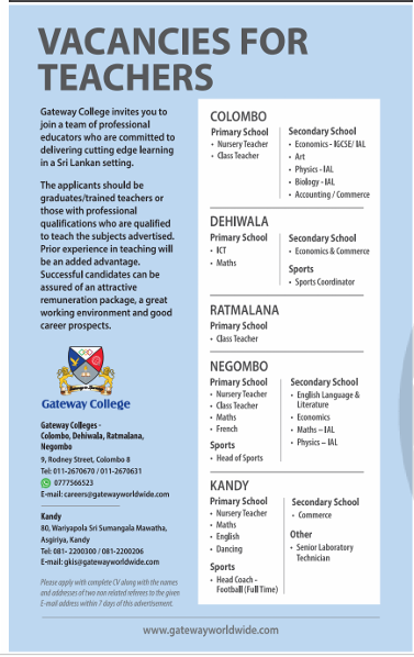 VACANCIES FOR TEACHERS header image