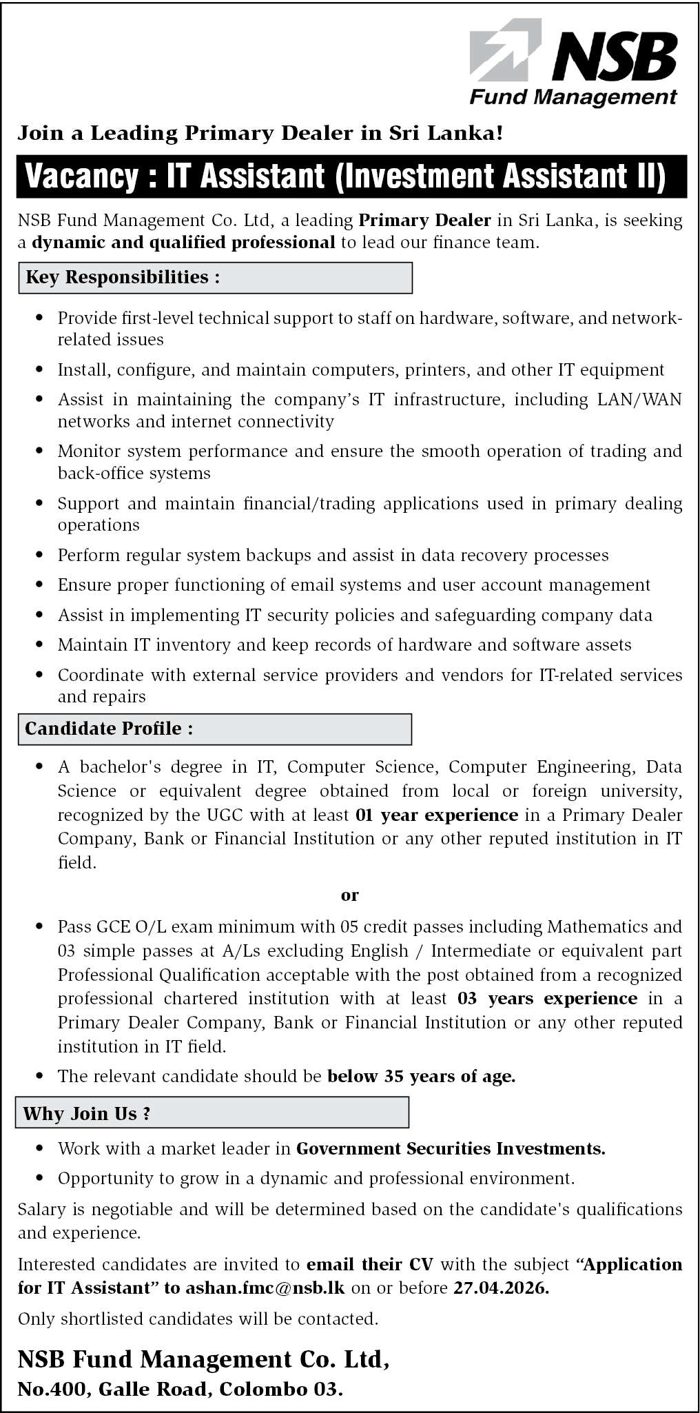 IT Assistant (Investment Assistant) header image