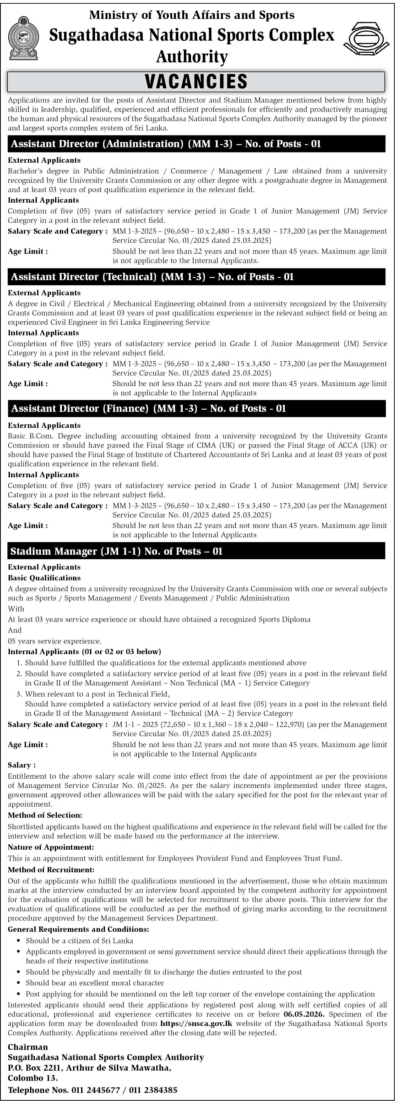 Assistant Director (Finance, MM 1-3) header image