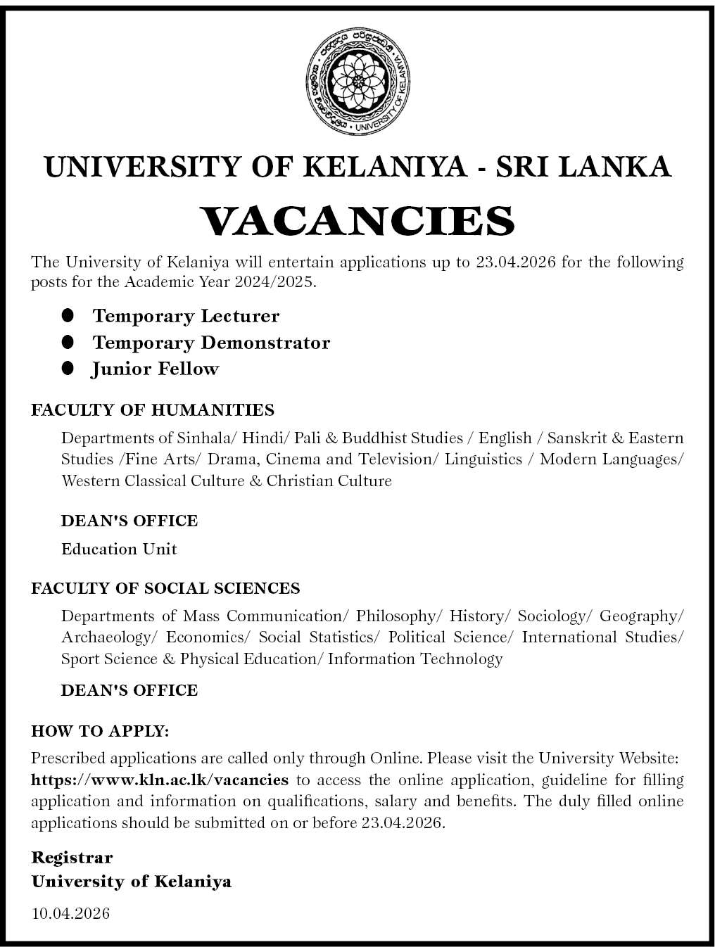 Temporary Lecturer header image