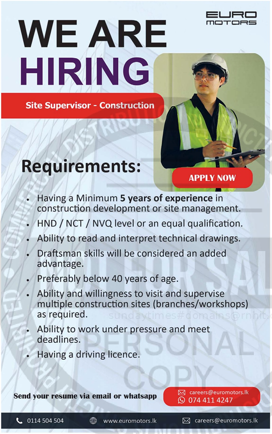 Site Supervisor - Construction header image