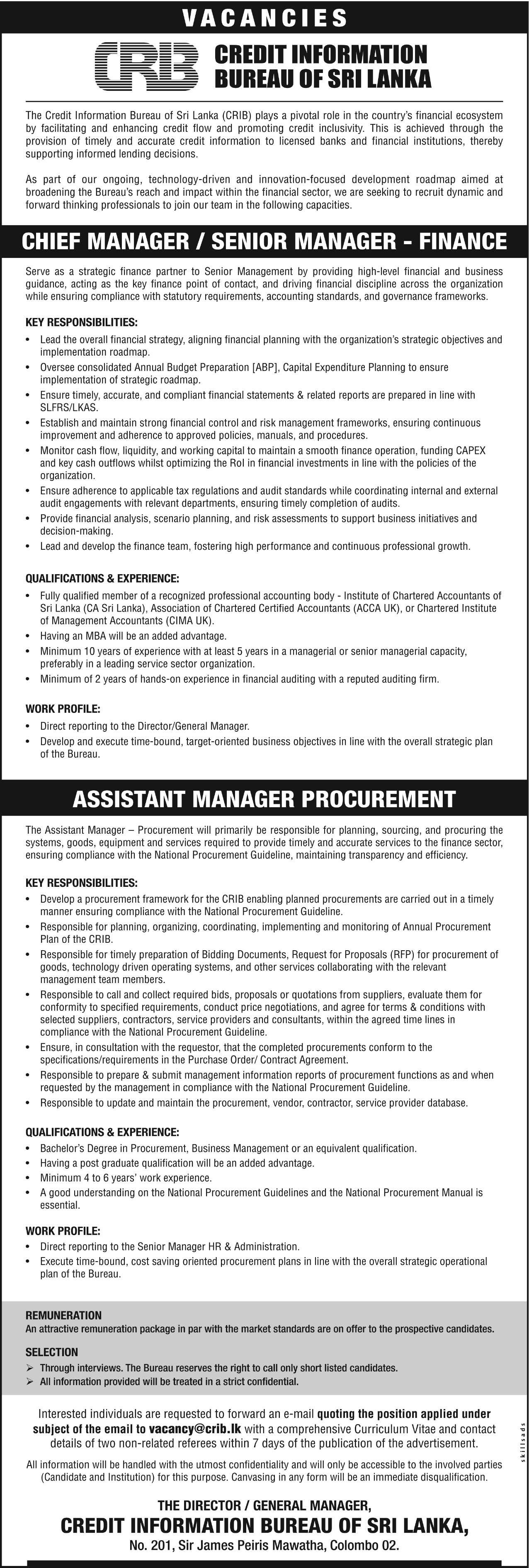 CHIEF MANAGER / SENIOR MANAGER - FINANCE header image