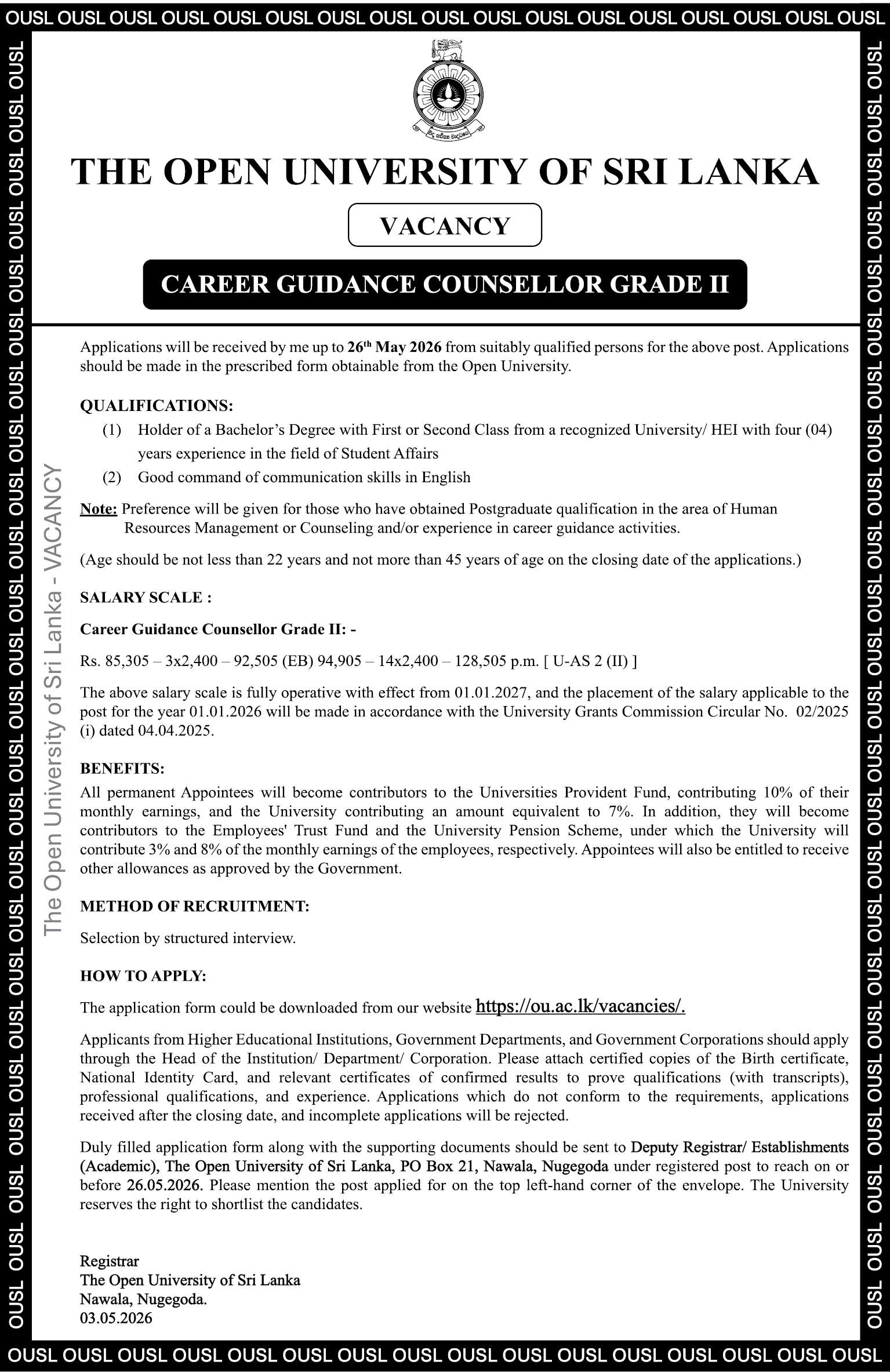 CAREER GUIDANCE COUNSELLOR GRADE II header image