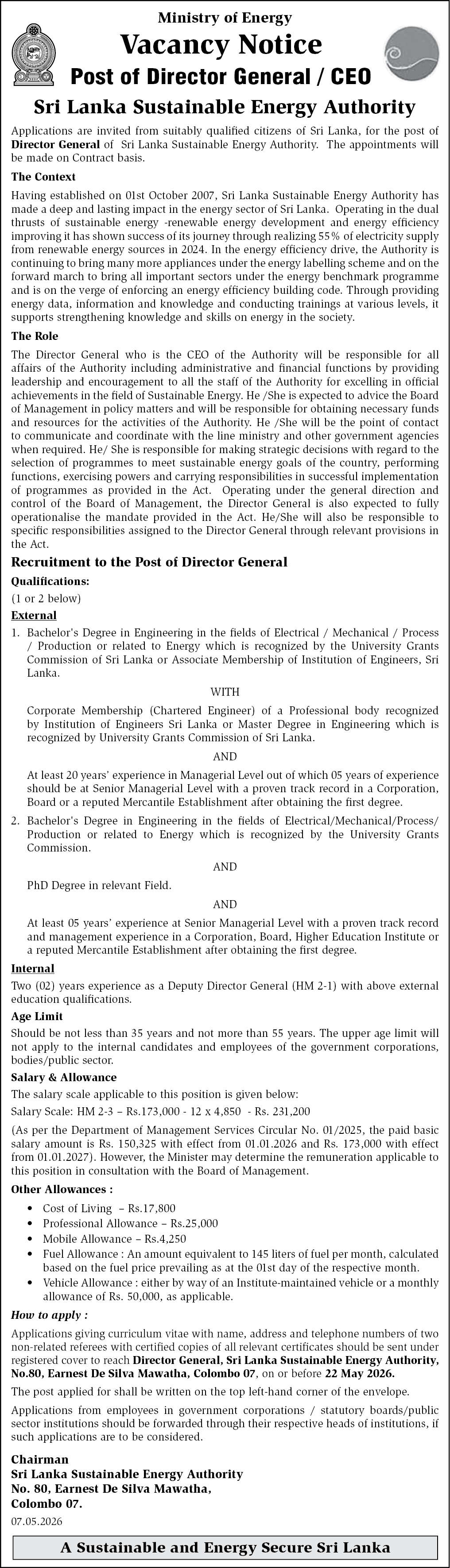 Director General / CEO header image
