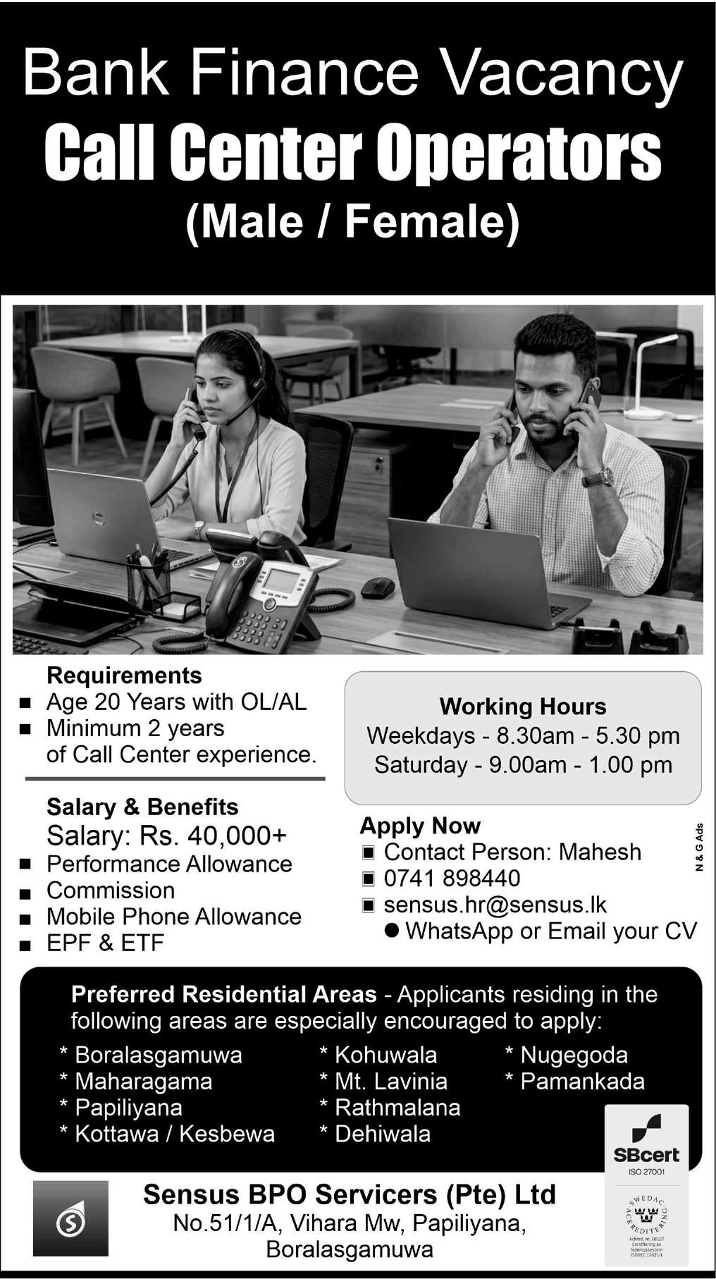 Call Center Operators header image