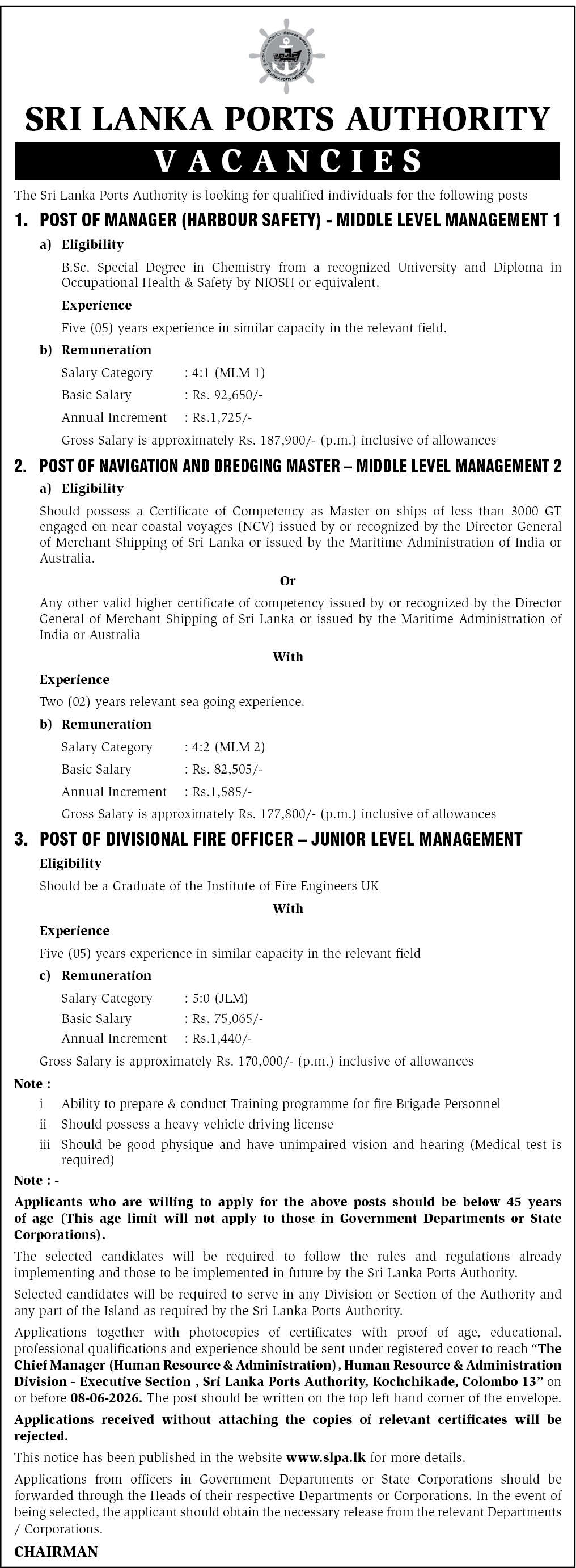 MANAGER (HARBOUR SAFETY) - MIDDLE LEVEL MANAGEMENT 1 header image