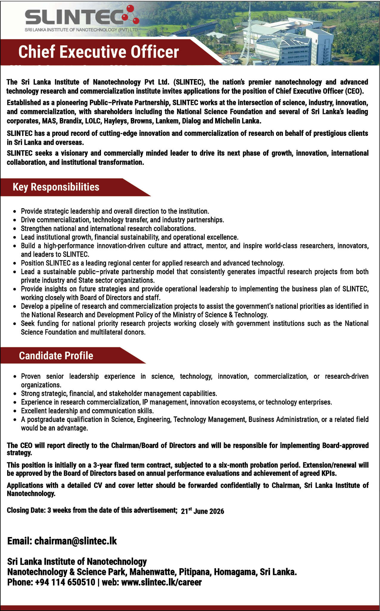Chief Executive Officer header image