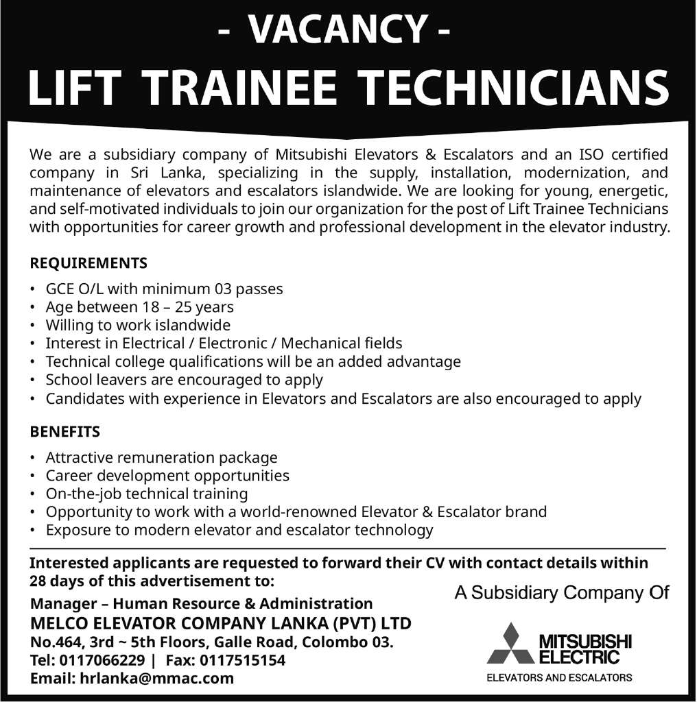 LIFT TRAINEE TECHNICIANS header image