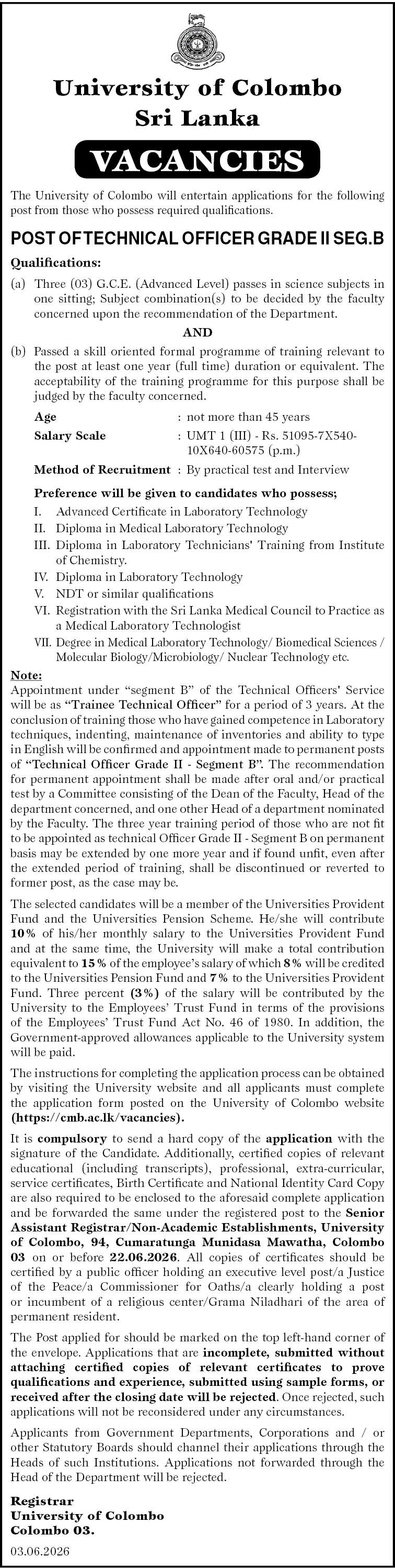 TECHNICAL OFFICER GRADE II SEG.B header image