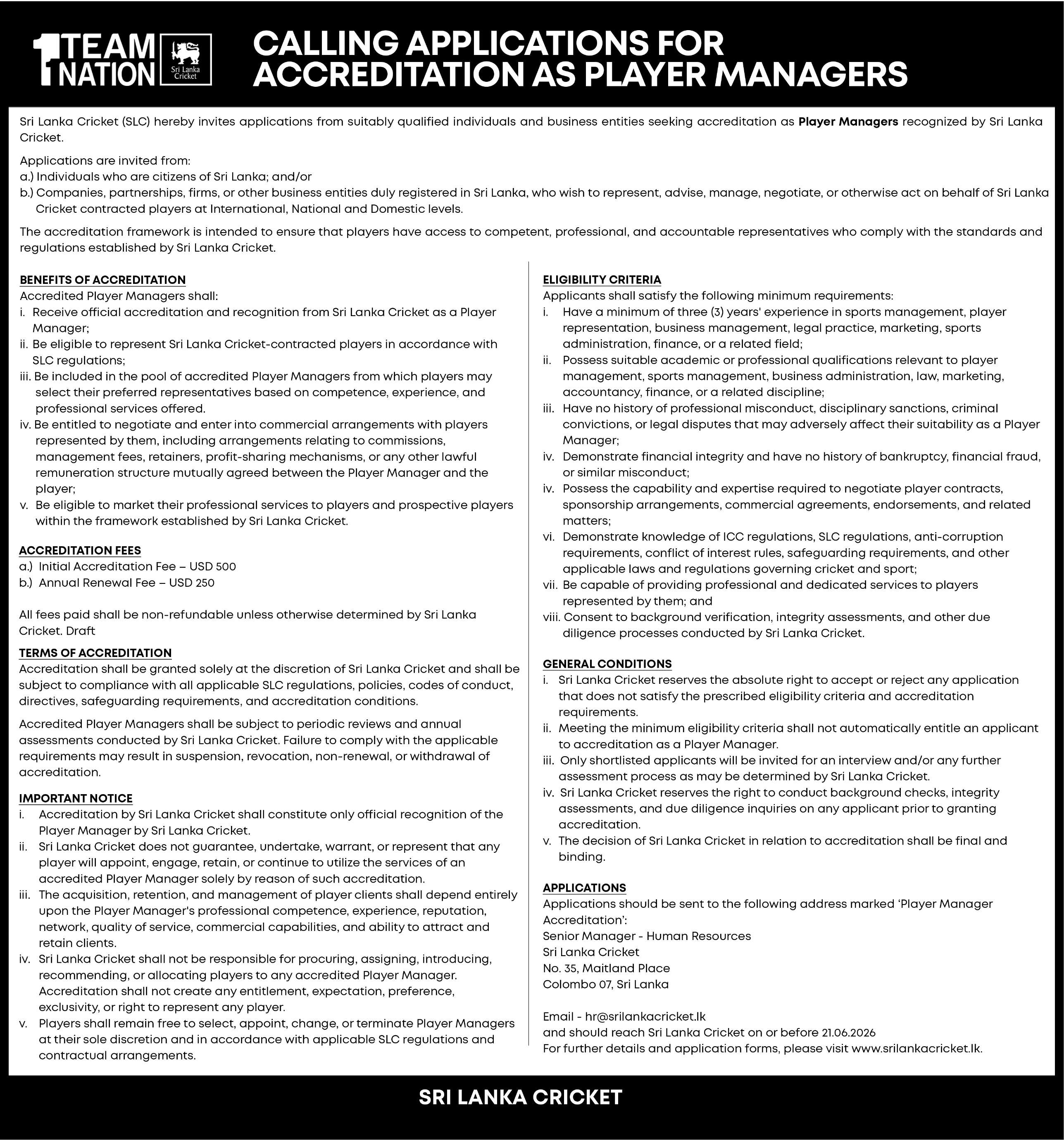 ACCREDITATION AS PLAYER MANAGERS header image