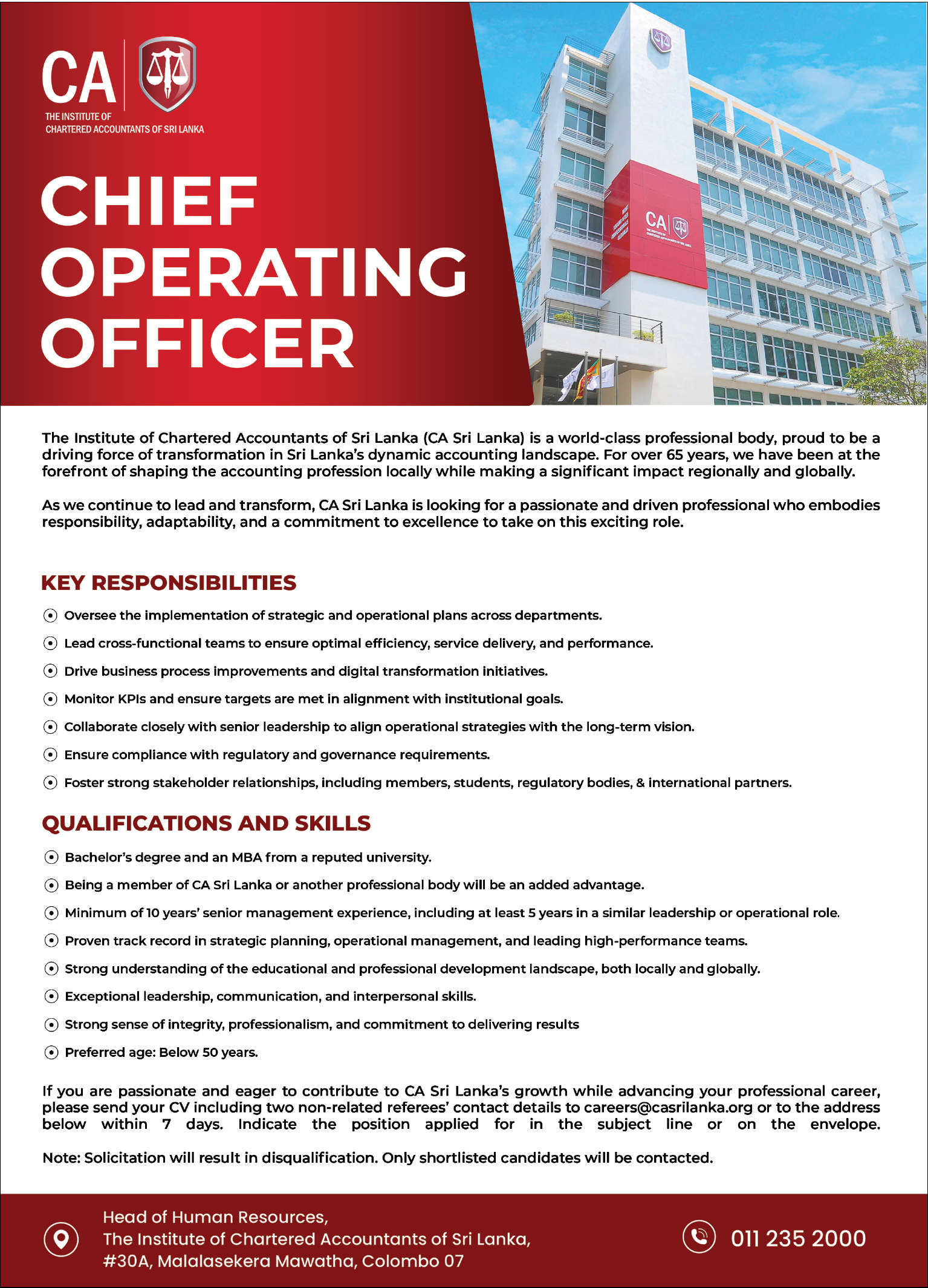CHIEF OPERATING OFFICER header image