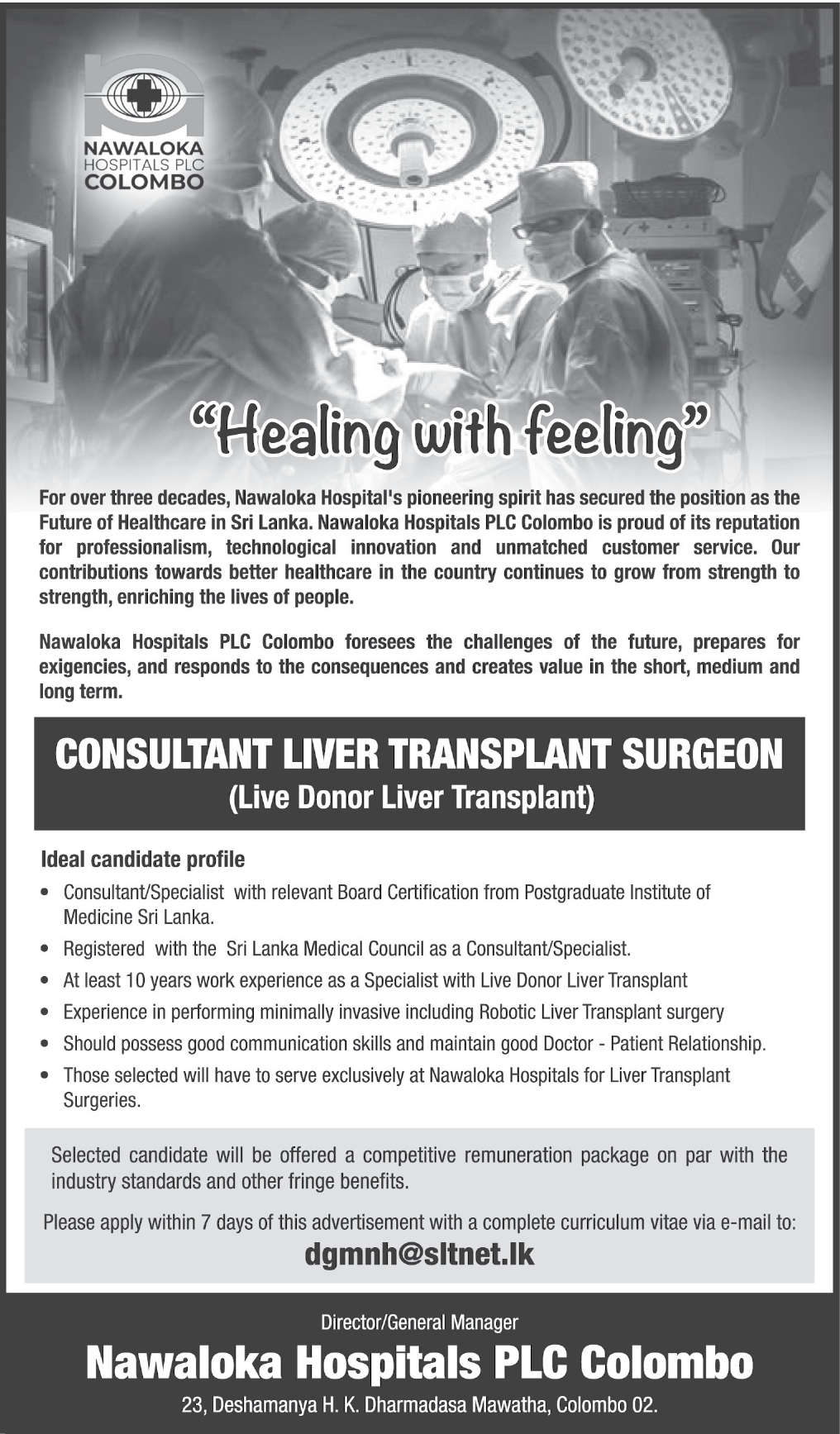 Consultant Liver Transplant Surgeon (Live Donor Liver Transplant) header image