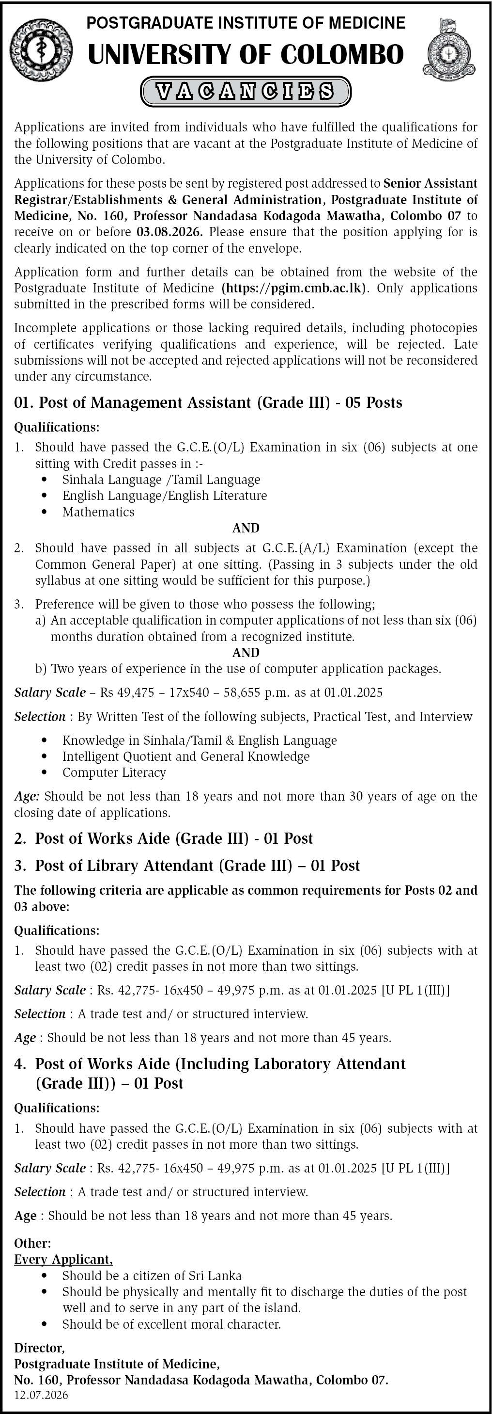 Library Attendant (Grade III) header image