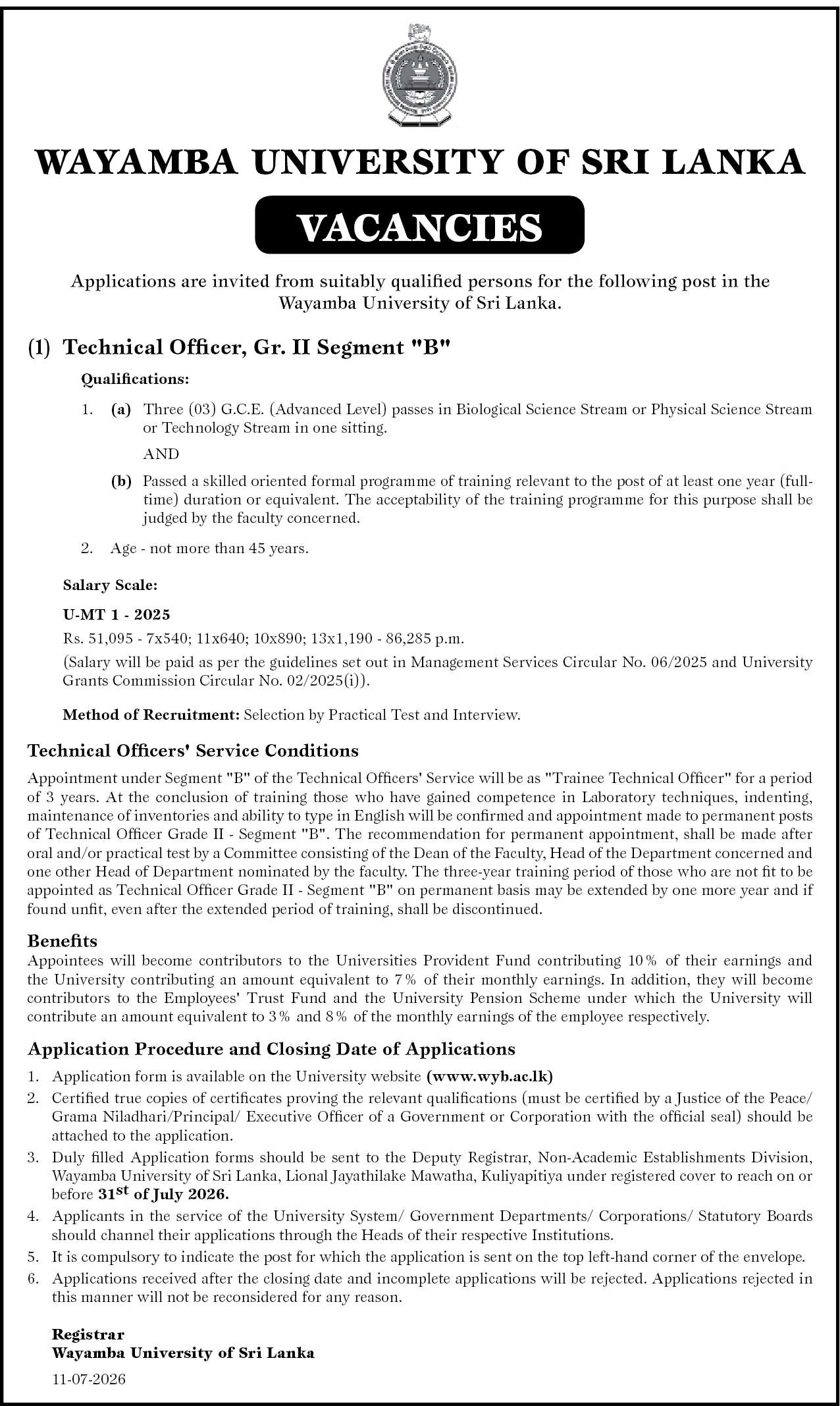 Technical Officer header image