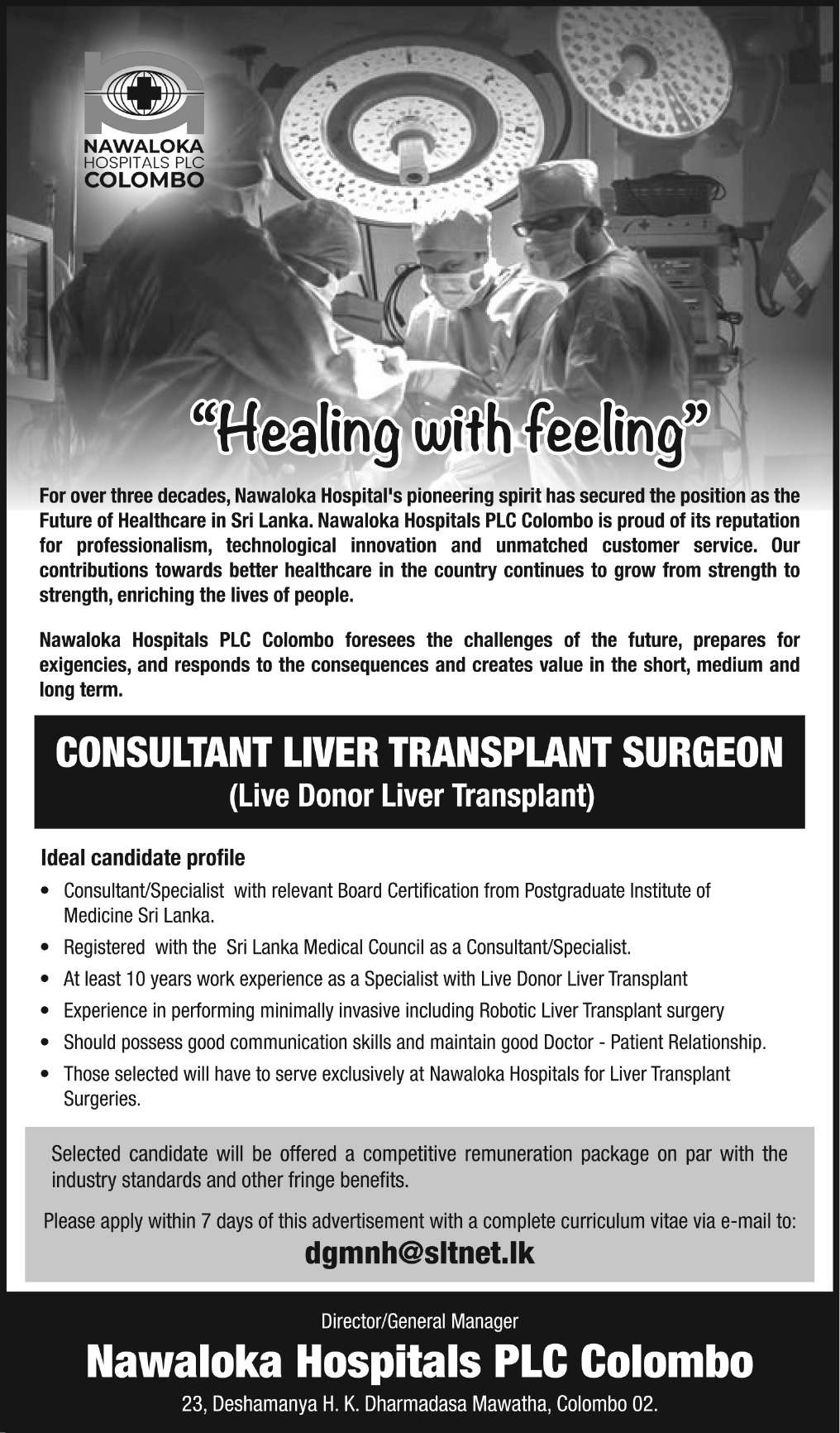 NAWALOKA HOSPITALS PLC COLOMBO (Live Donor Liver Transplant) header image