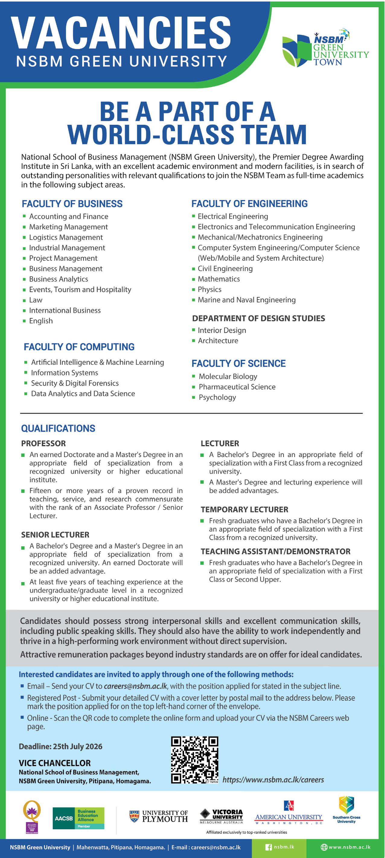 Professor/Lecturer/Senior Lecturer/Temporary Lecturer/Demonstrator of Faculty of Computing header image