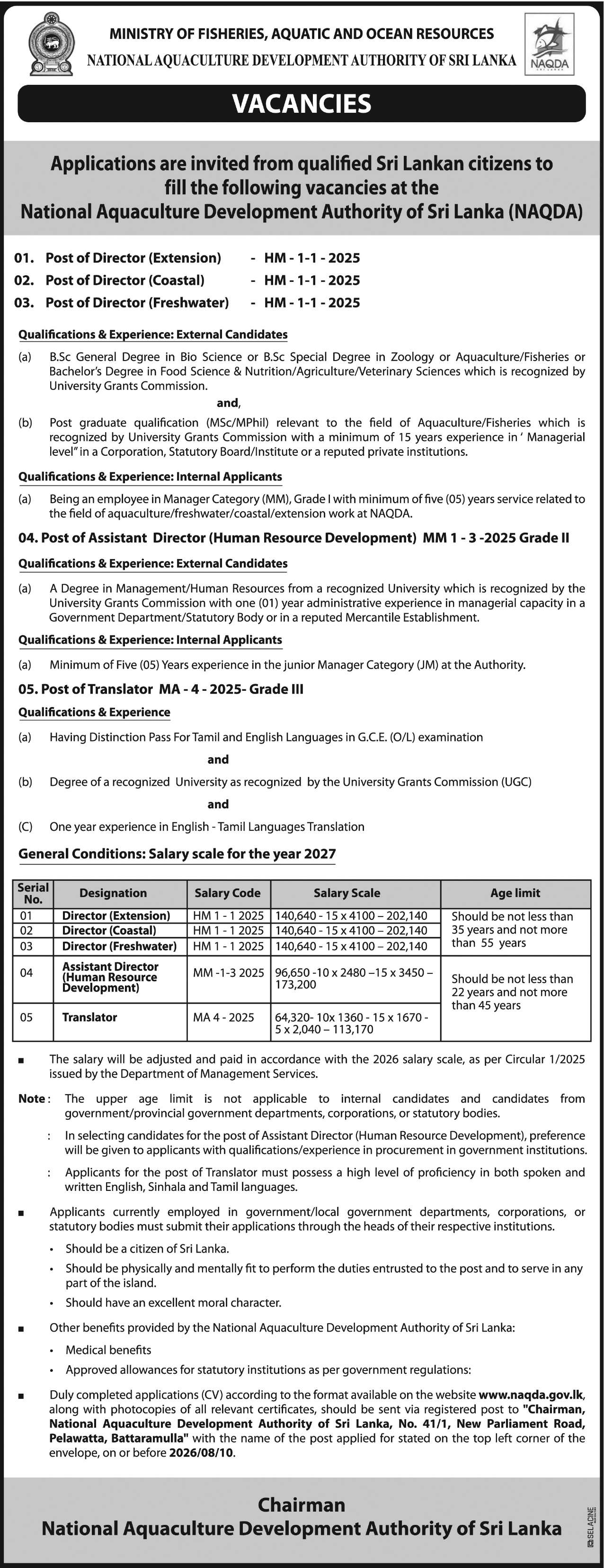 Assistant Director (Human Resource Development) MM 1 -3-2025 Grade II header image