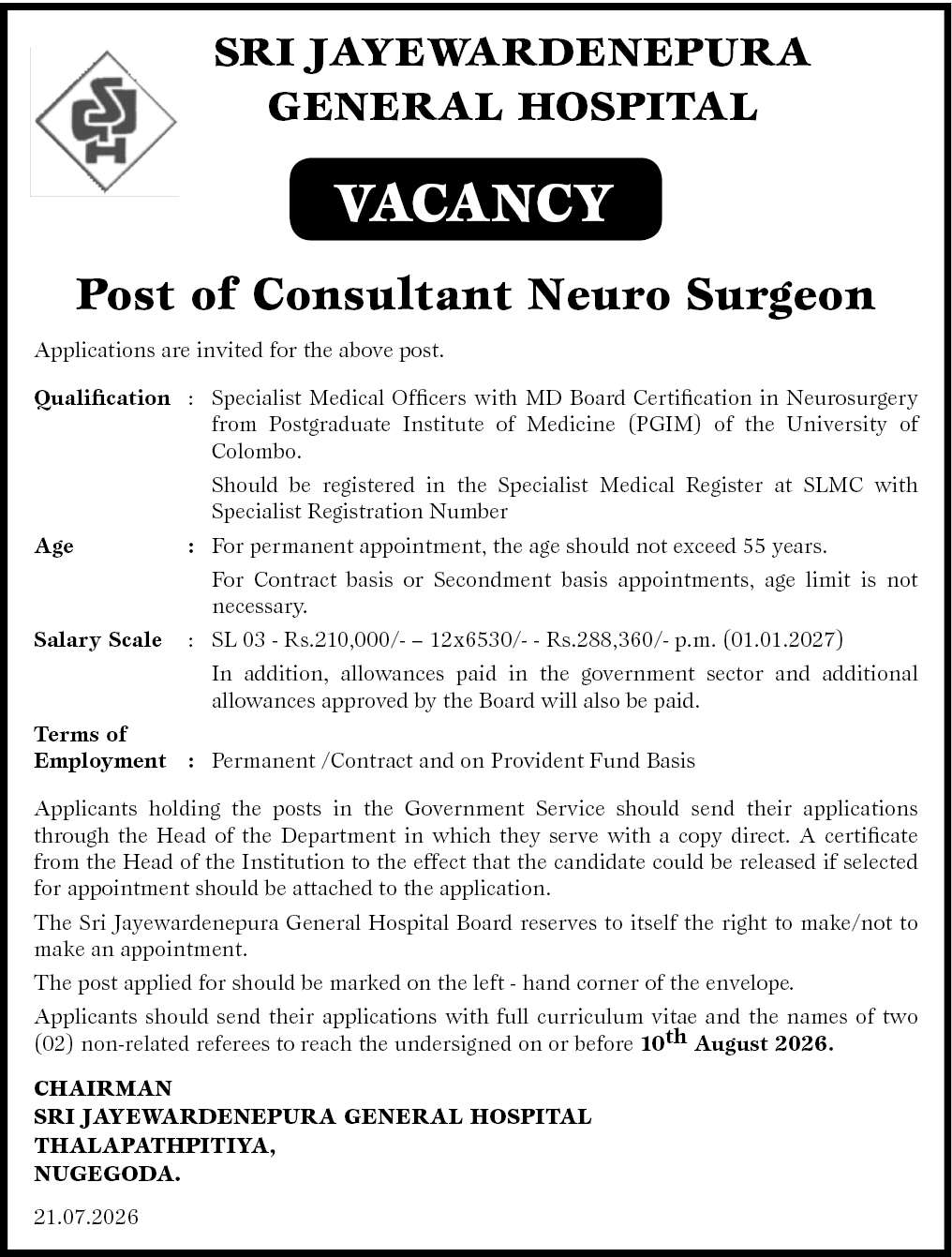 Consultant Neuro Surgeon header image