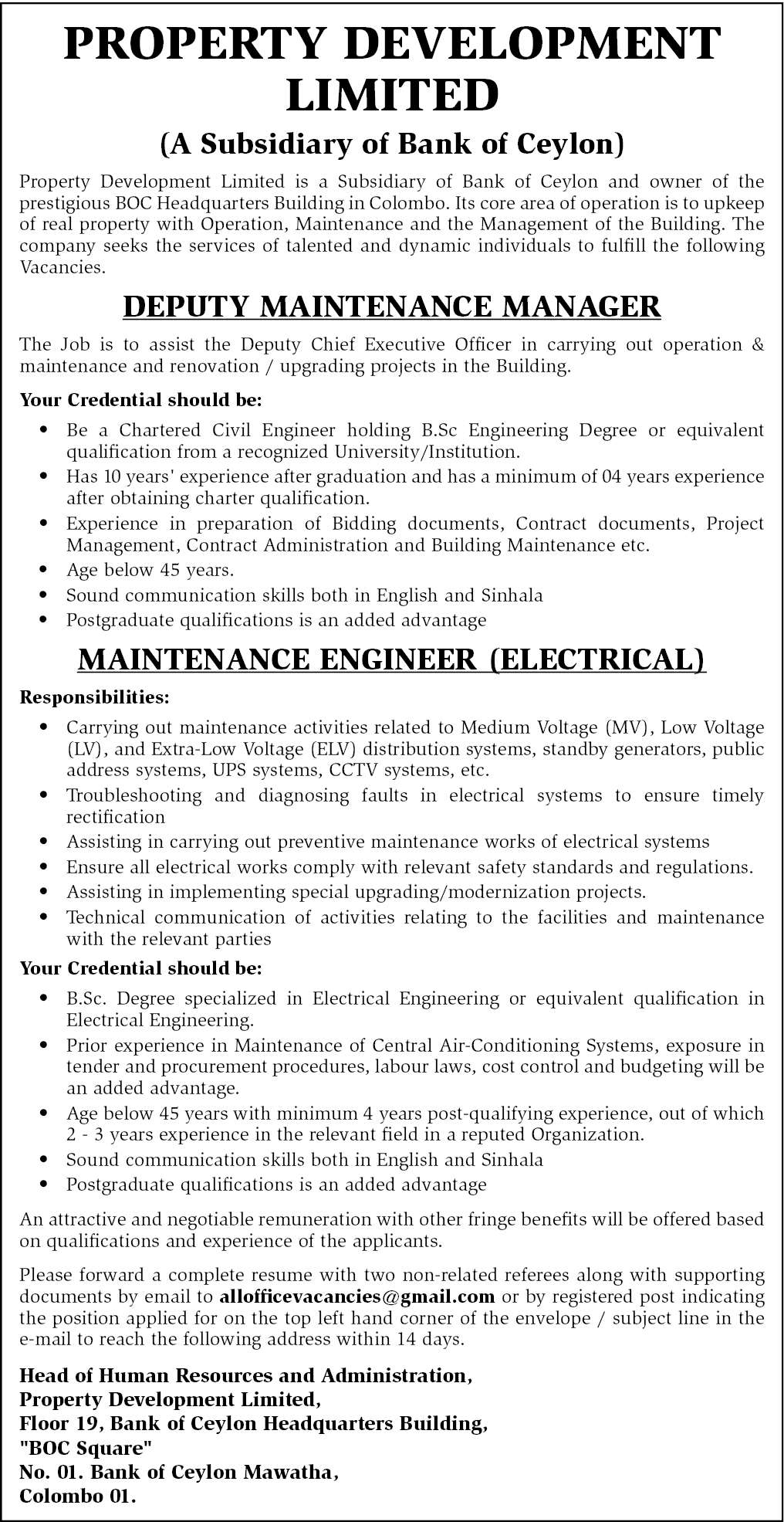 MAINTENANCE ENGINEER (ELECTRICAL) header image