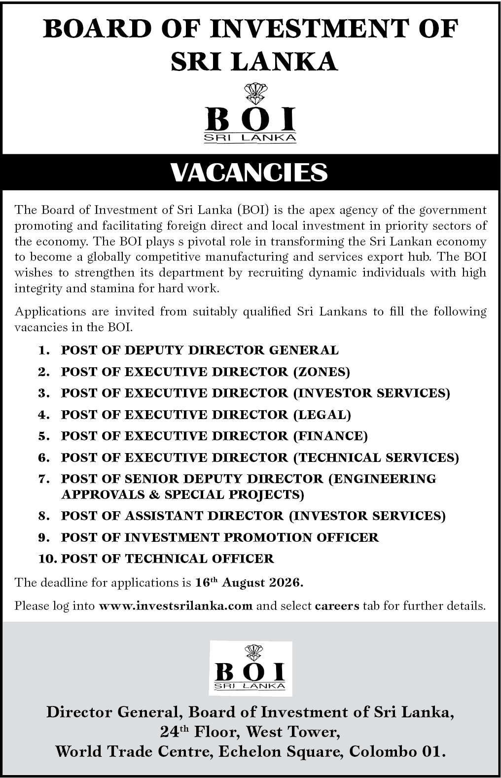 EXECUTIVE DIRECTOR (TECHNICAL SERVICES) header image