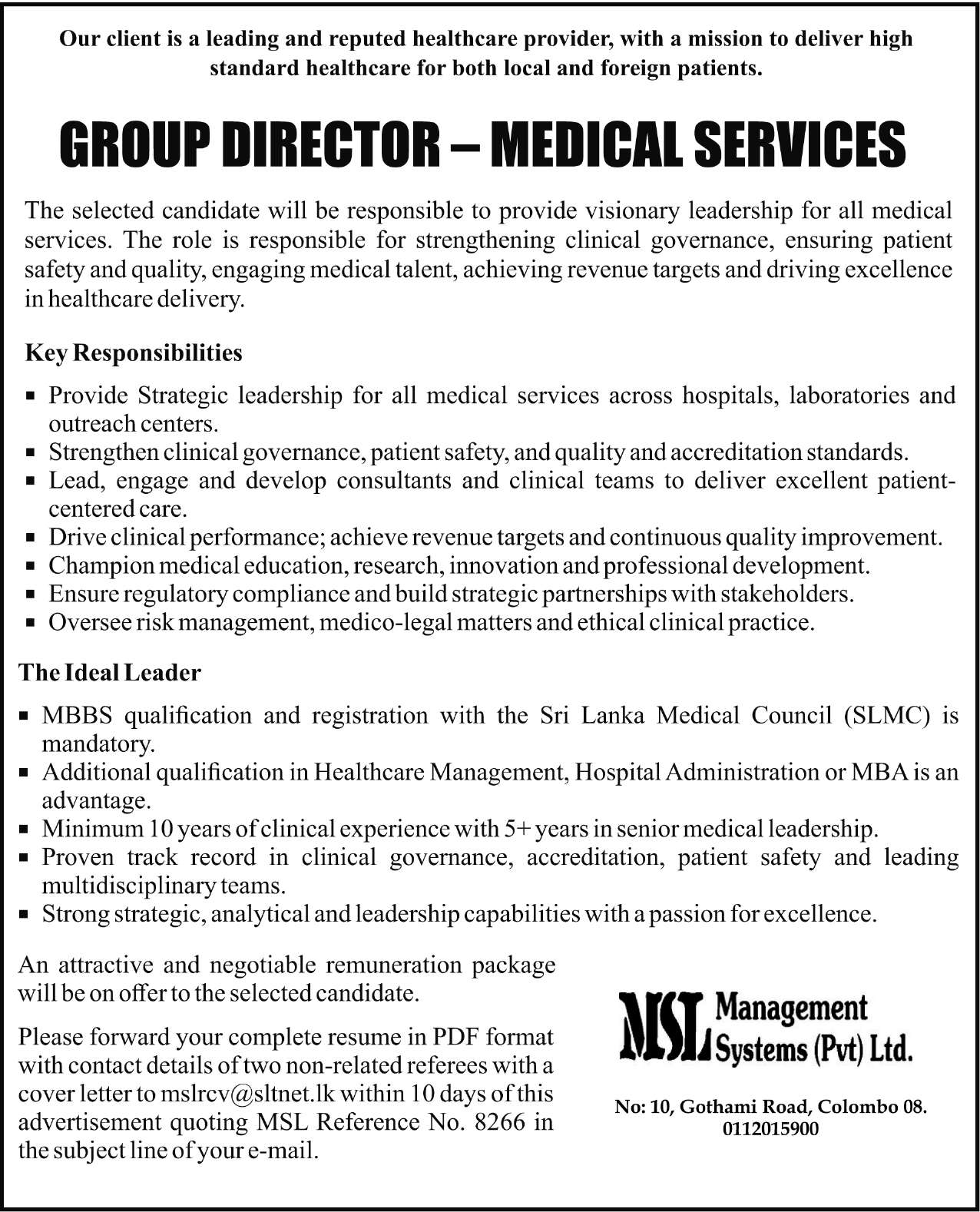 GROUP DIRECTOR - MEDICAL SERVICES header image