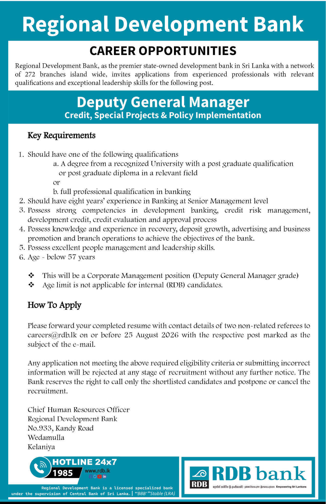 Deputy General Manager header image