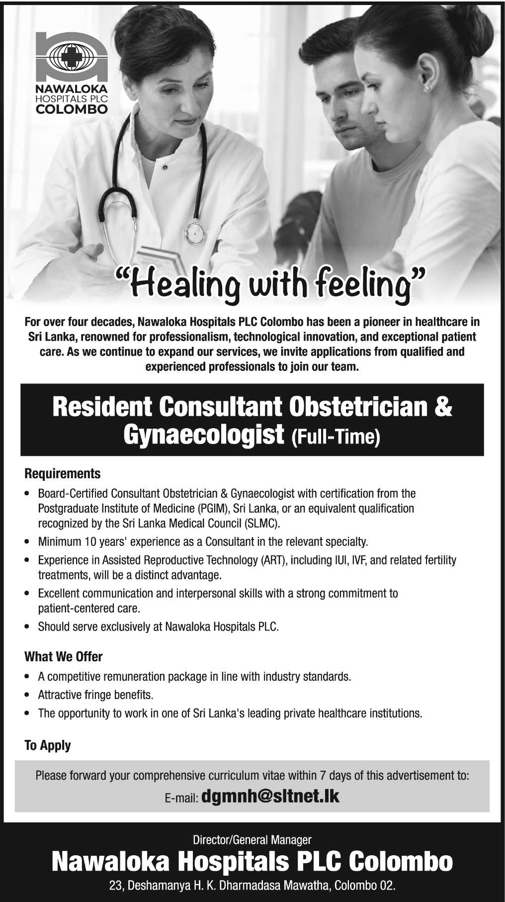 Resident Consultant Obstetrician & Gynaecologist header image