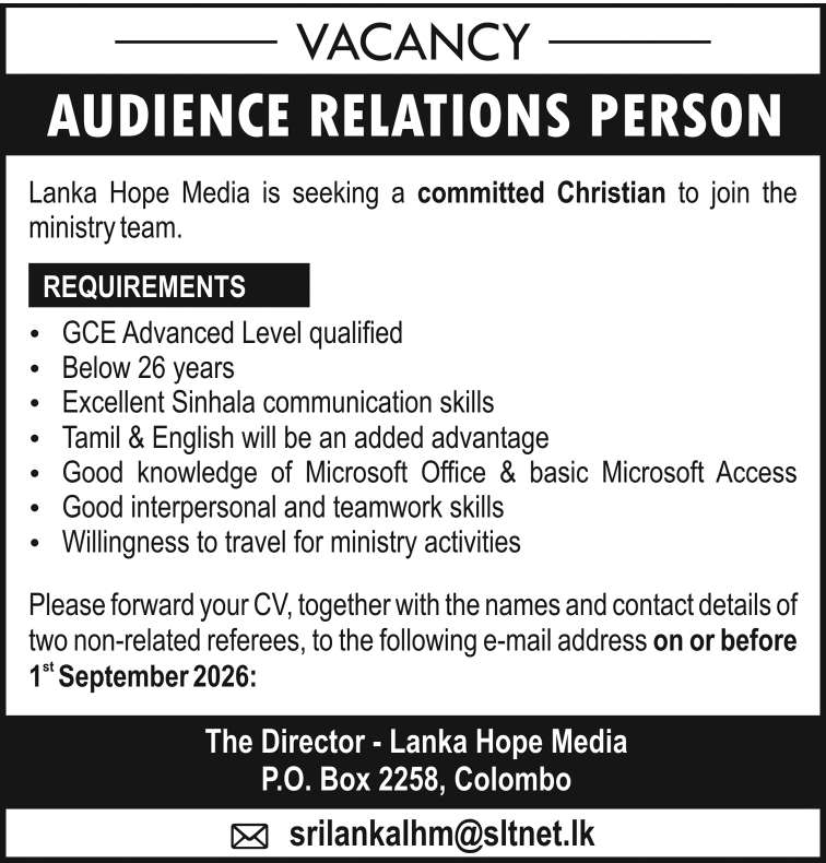 AUDIENCE RELATIONS PERSON header image