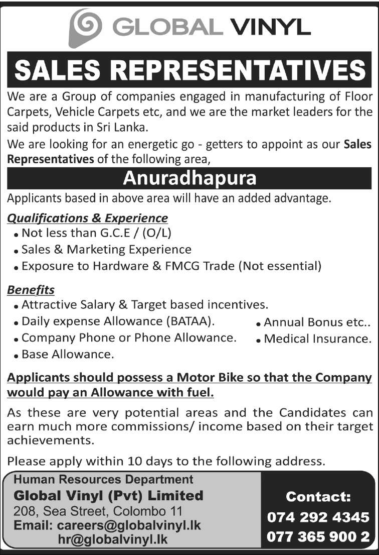SALES REPRESENTATIVES header image